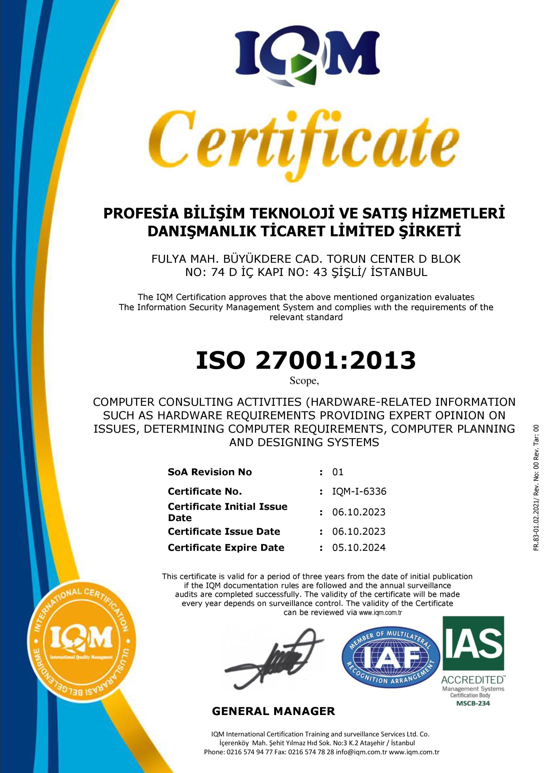 ISO 27001 2013 - IAS Sistem Sertifikası